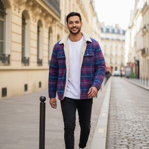 Falls Creek Men's Plaid Shirt Jacket